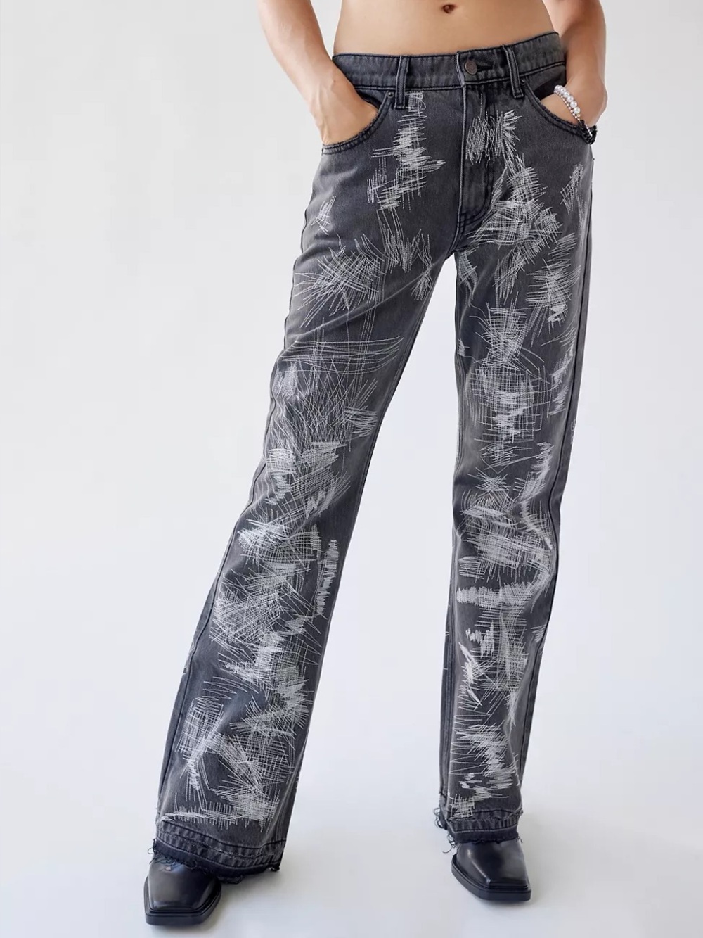 UO BDG '90s Mid-Rise Bootcut Jean - Contrast Stitch Dark Wash Denim